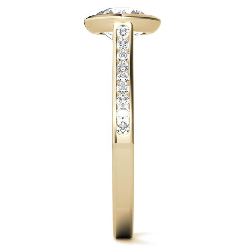 Round Petite Channel Bezel Moissanite Engagement Ring