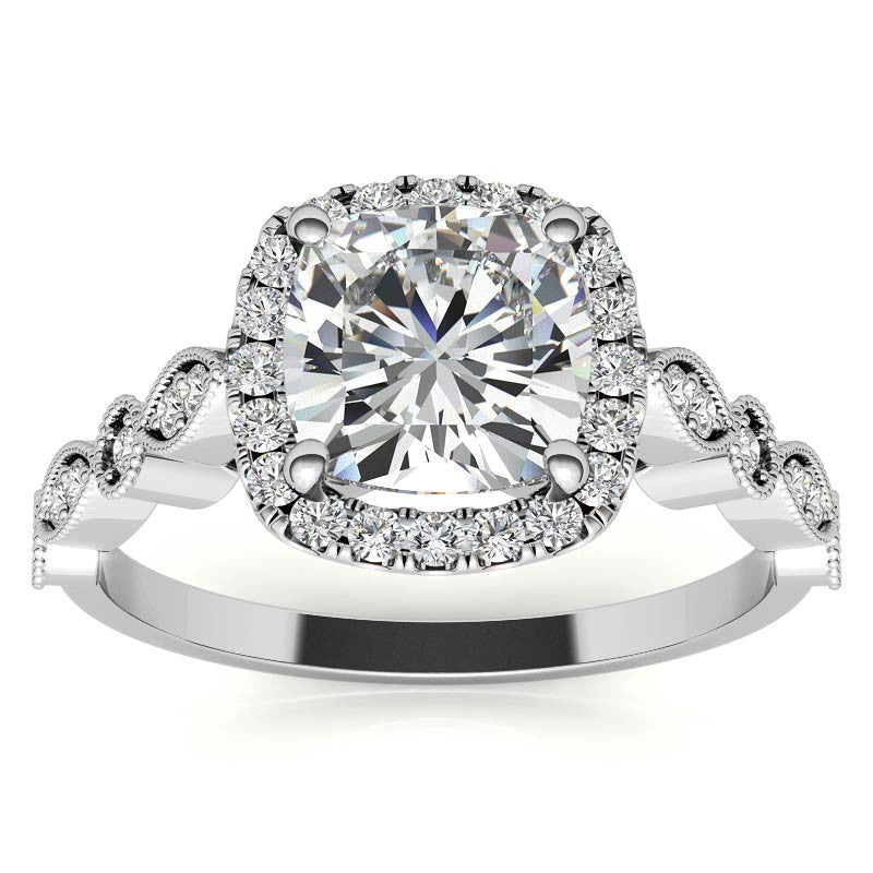 Halo Cathedral Cushion-shaped Engagement Ring