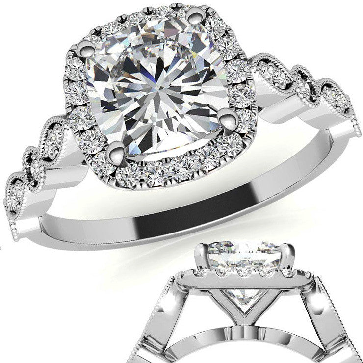 Halo Cathedral Cushion-shaped Engagement Ring