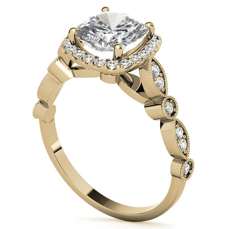 Halo Cathedral Cushion-shaped Engagement Ring