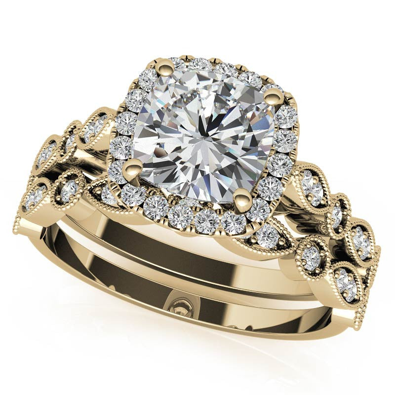 Halo Cathedral Cushion-shaped Engagement Ring