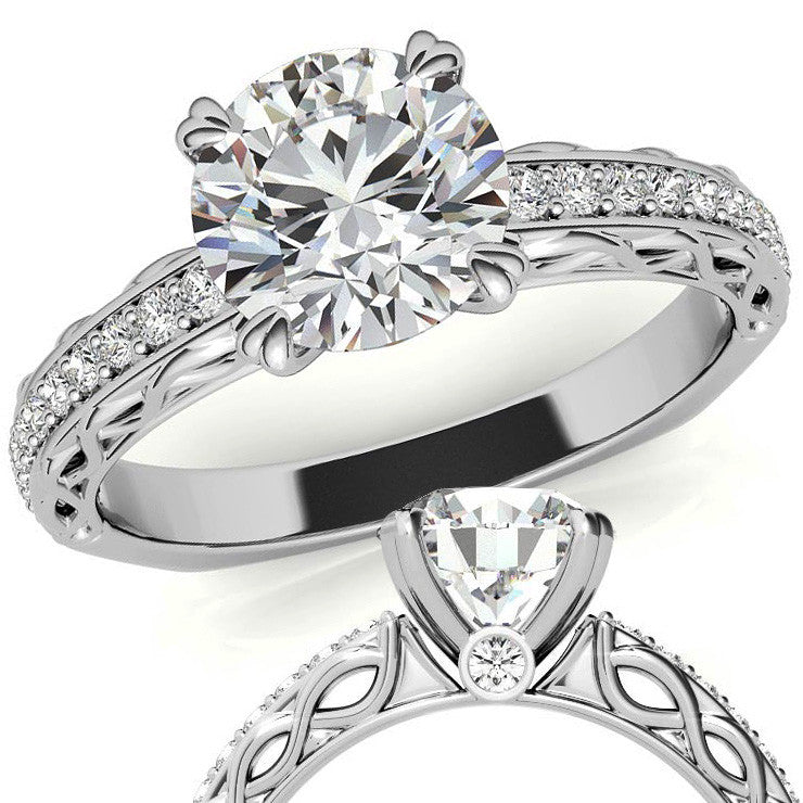 Round Woven Double Prong Moissanite Engagement Ring