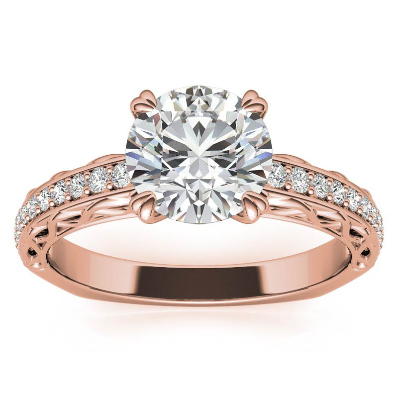 Round Woven Double Prong Moissanite Engagement Ring
