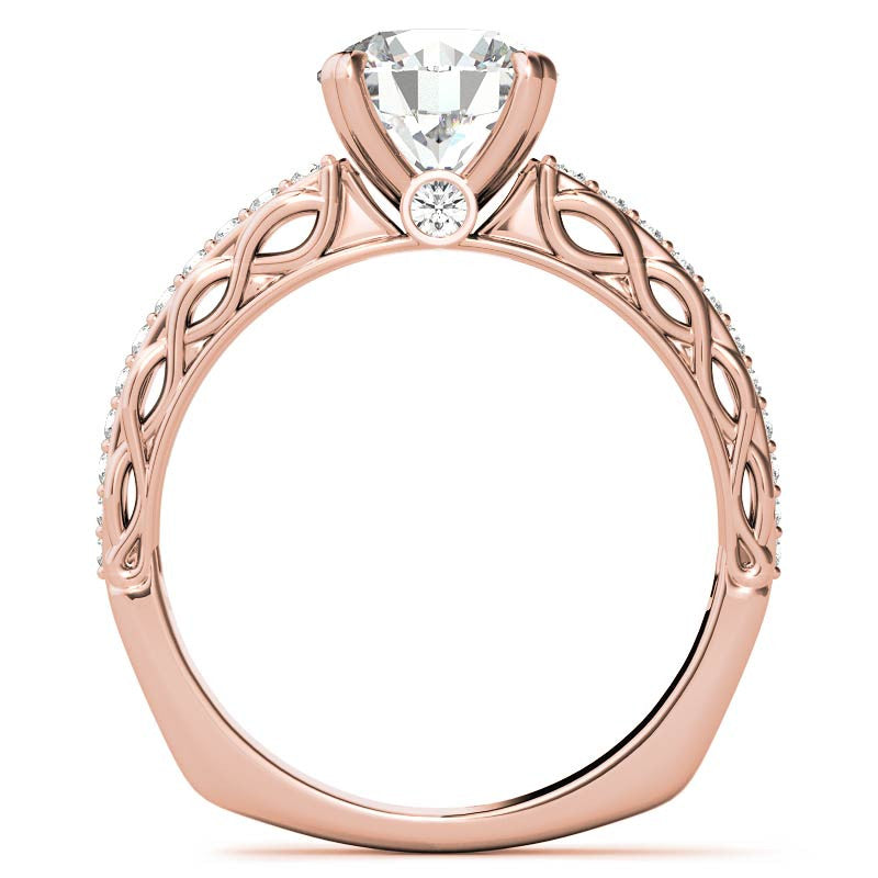 Round Woven Double Prong Moissanite Engagement Ring