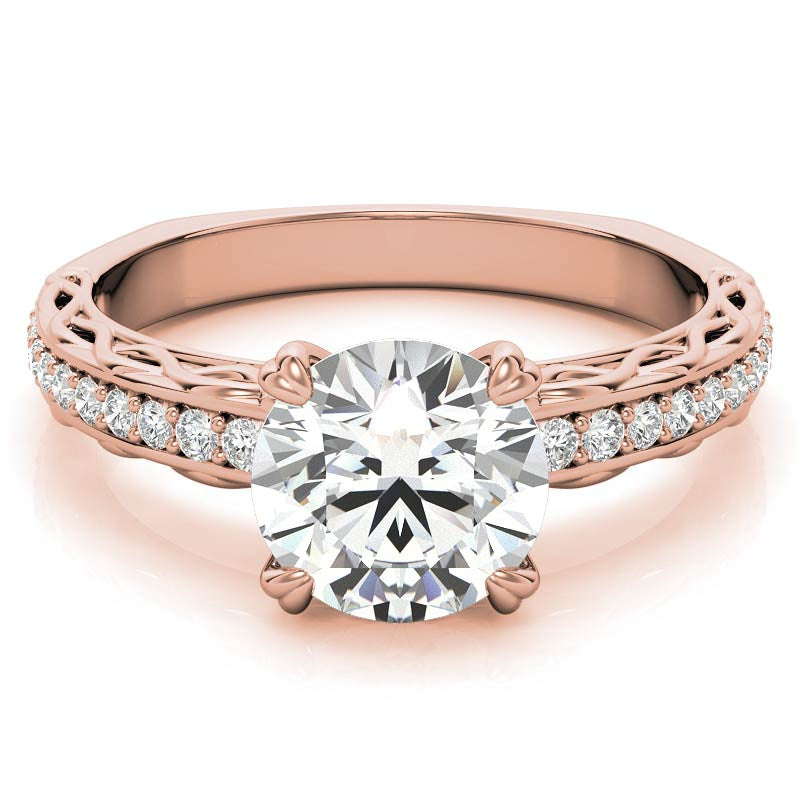 Round Woven Double Prong Moissanite Engagement Ring