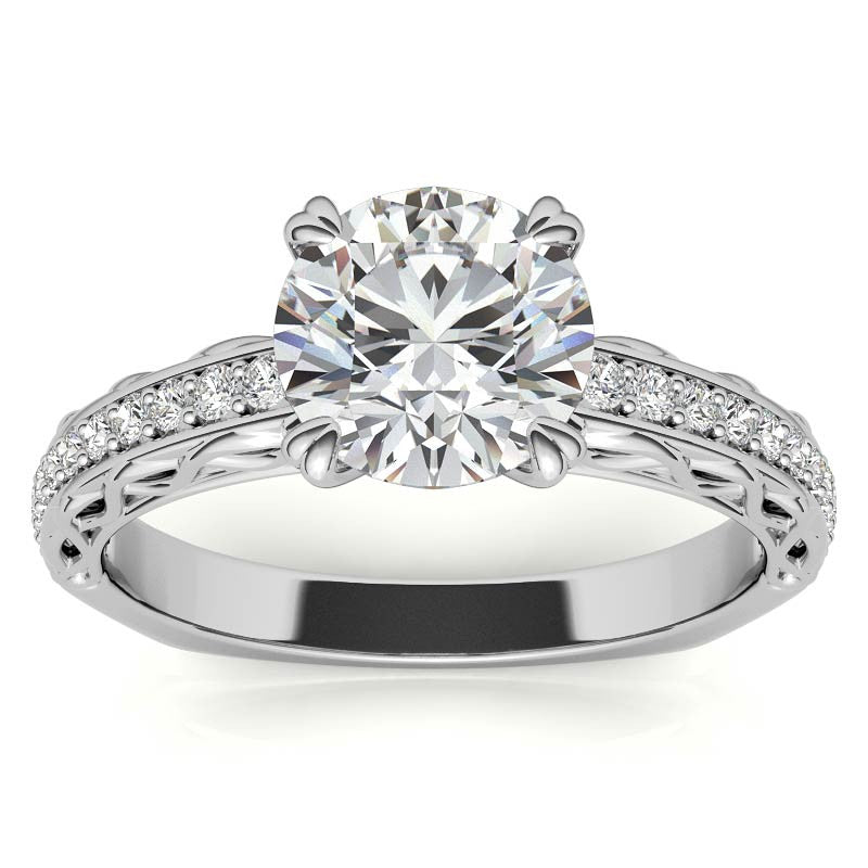 Round Woven Double Prong Moissanite Engagement Ring