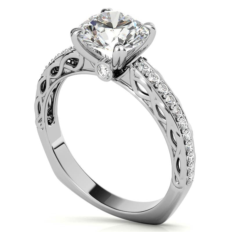 Round Woven Double Prong Moissanite Engagement Ring