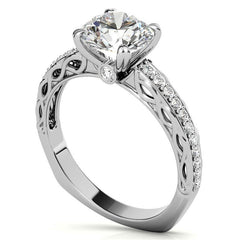 Round Woven Double Prong Moissanite Engagement Ring