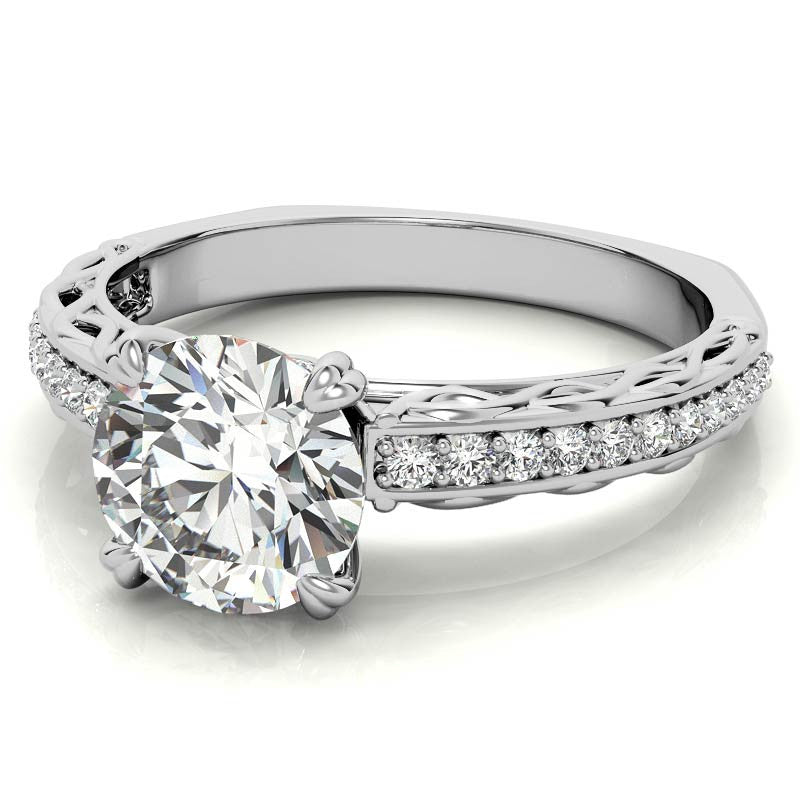 Round Woven Double Prong Moissanite Engagement Ring