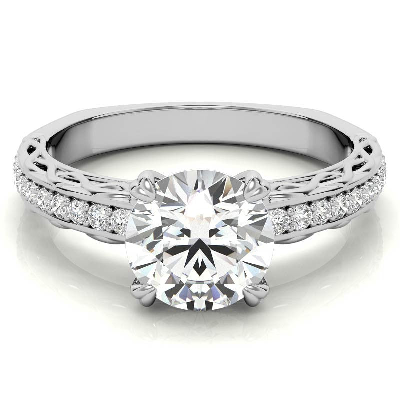 Round Woven Double Prong Moissanite Engagement Ring