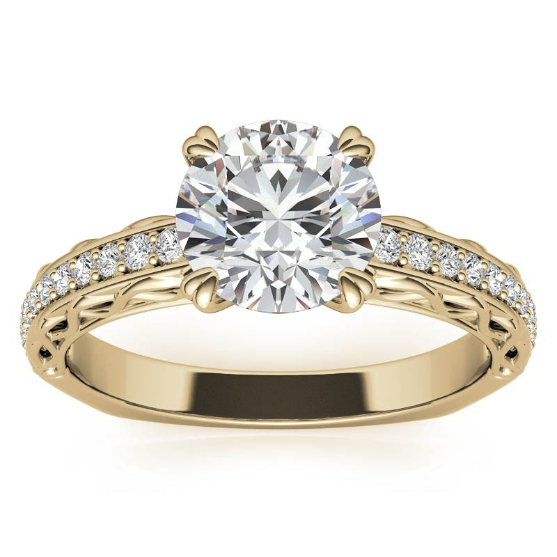 Round Woven Double Prong Moissanite Engagement Ring
