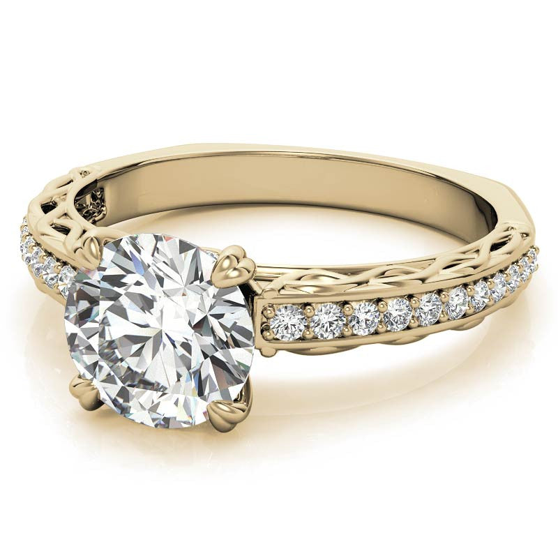 Round Woven Double Prong Moissanite Engagement Ring