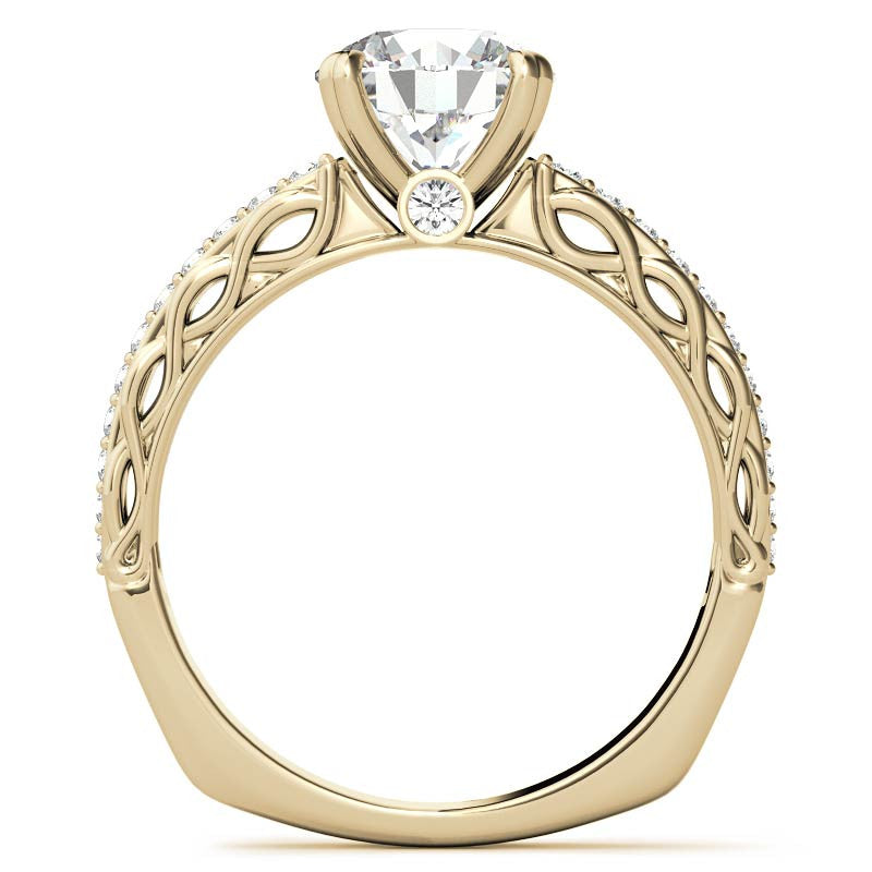 Round Woven Double Prong Moissanite Engagement Ring