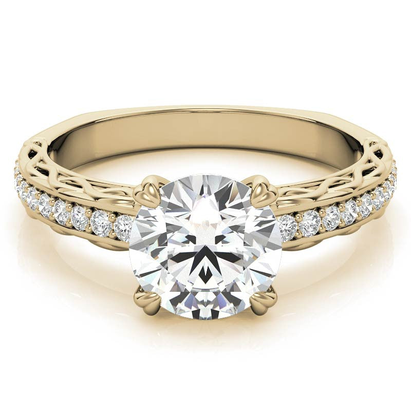 Round Woven Double Prong Moissanite Engagement Ring