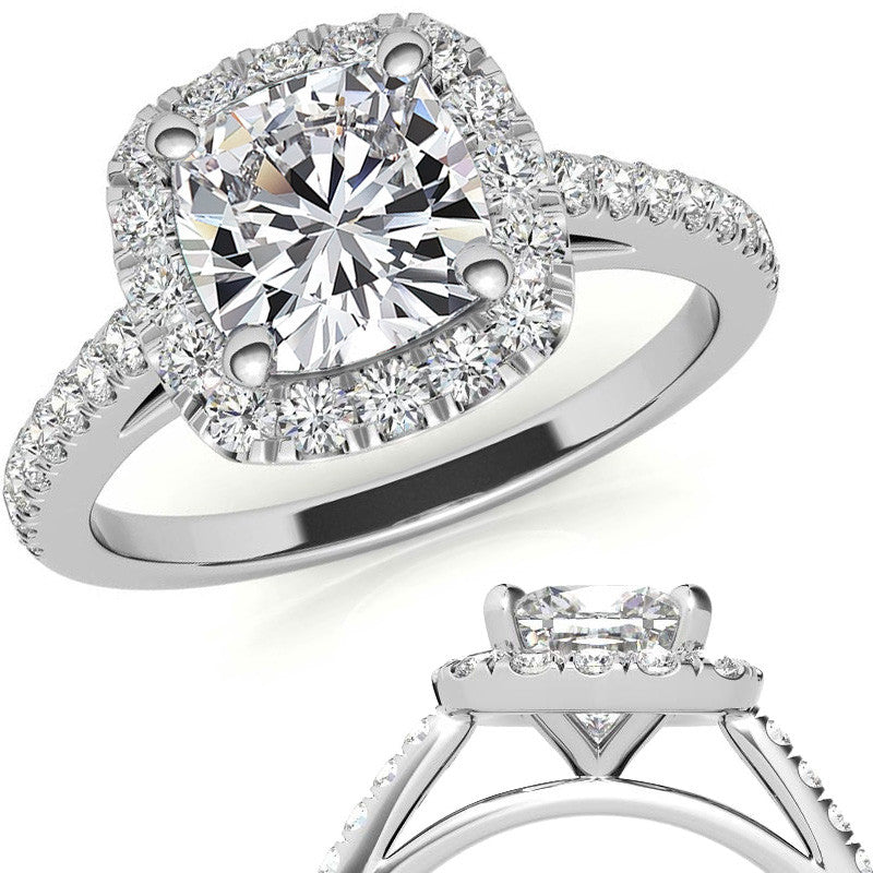 Cushion Halo Moissanite Engagement Ring