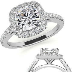 Cushion Halo Moissanite Engagement Ring