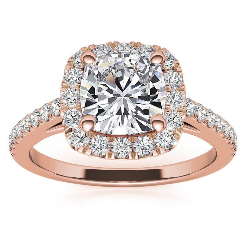 Cushion Halo Moissanite Engagement Ring