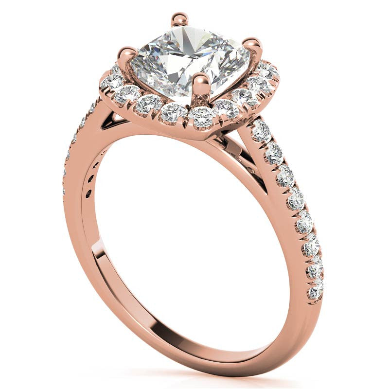 Cushion Halo Moissanite Engagement Ring