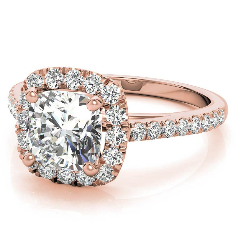 Cushion Halo Moissanite Engagement Ring