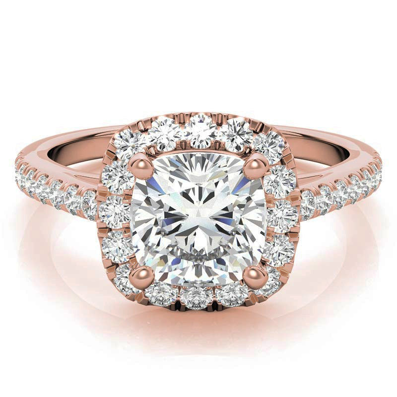 Cushion Halo Moissanite Engagement Ring
