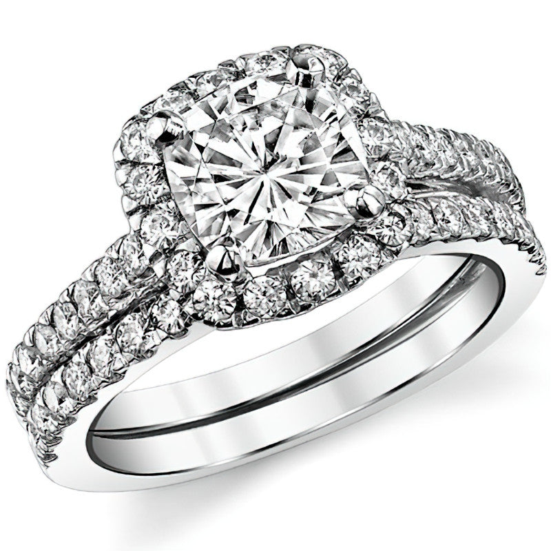 Cushion Halo Moissanite Engagement Ring