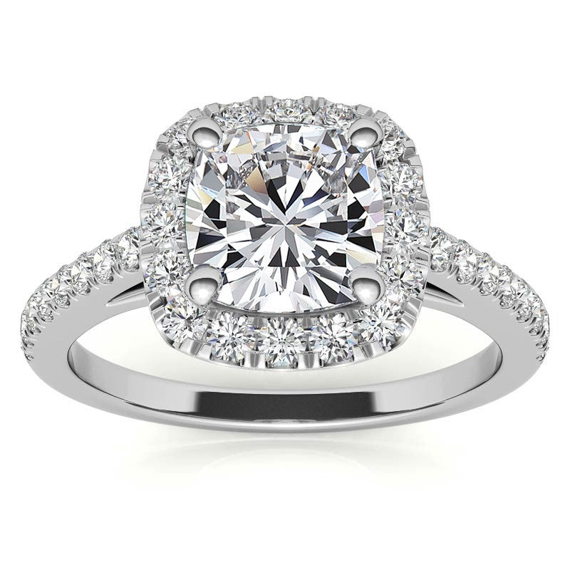 Cushion Halo Moissanite Engagement Ring