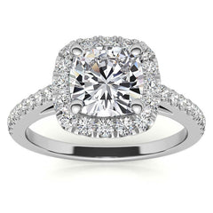 Cushion Halo Moissanite Engagement Ring