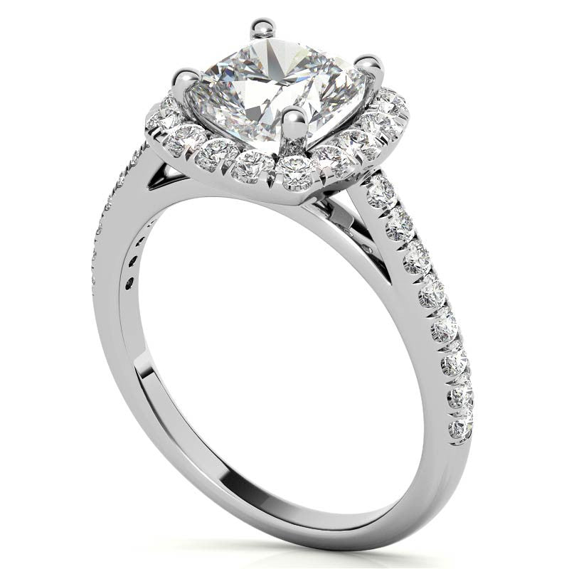 Cushion Halo Moissanite Engagement Ring