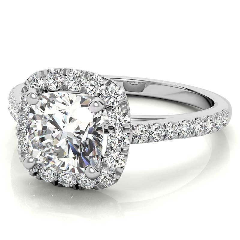 Cushion Halo Moissanite Engagement Ring