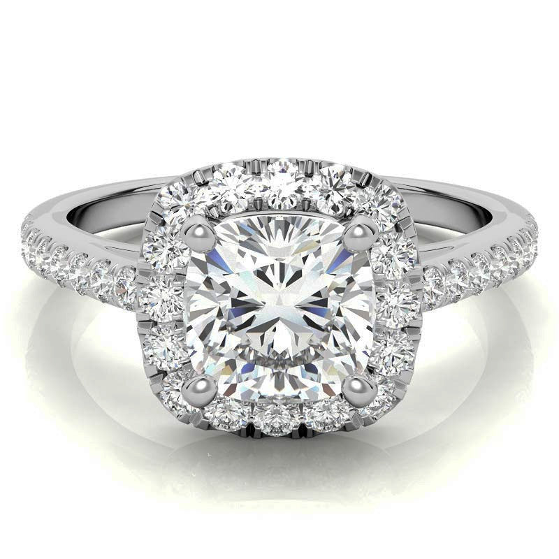 Cushion Halo Moissanite Engagement Ring