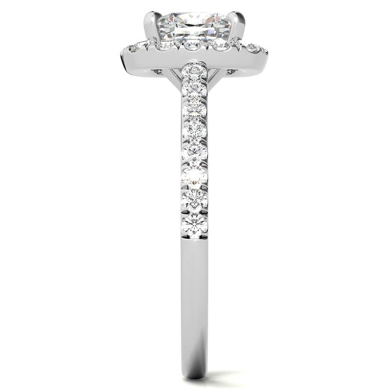 Cushion Halo Moissanite Engagement Ring