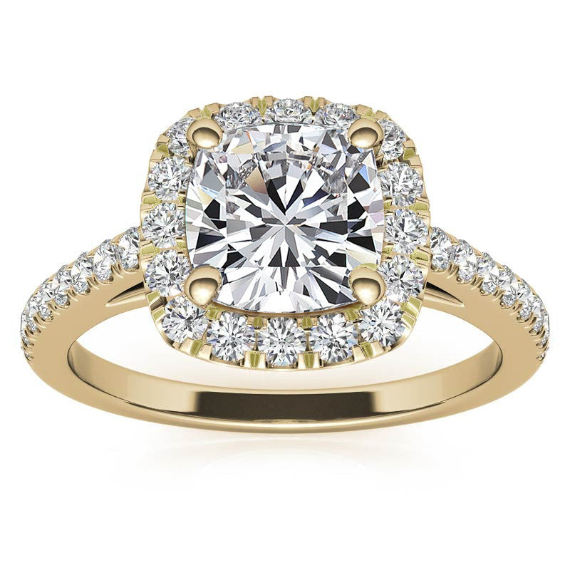 Cushion Halo Moissanite Engagement Ring