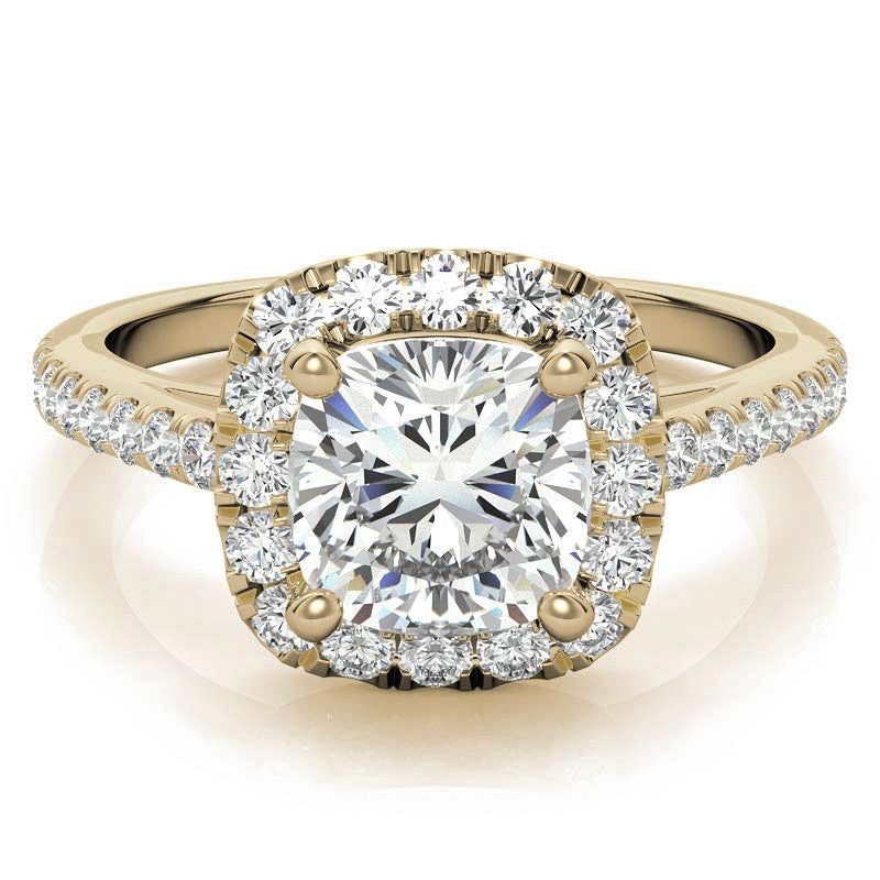 Cushion Halo Moissanite Engagement Ring