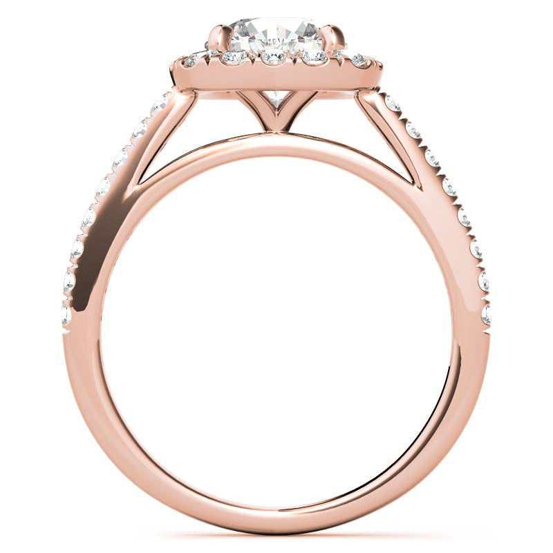Round Cushion Halo Moissanite Engagement Ring