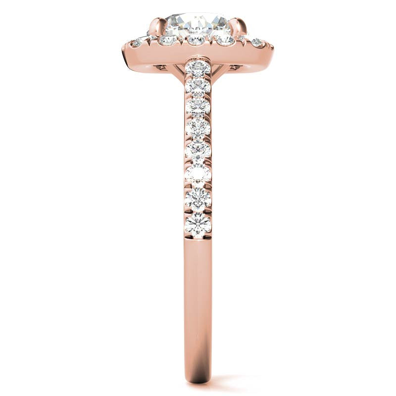 Round Cushion Halo Moissanite Engagement Ring