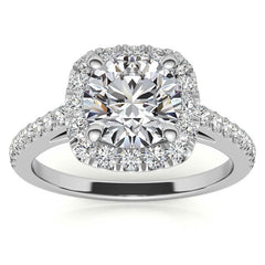 Round Cushion Halo Moissanite Engagement Ring