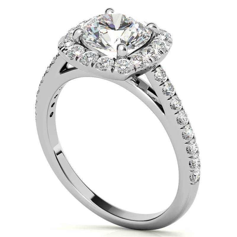 Round Cushion Halo Moissanite Engagement Ring