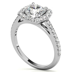 Round Cushion Halo Moissanite Engagement Ring