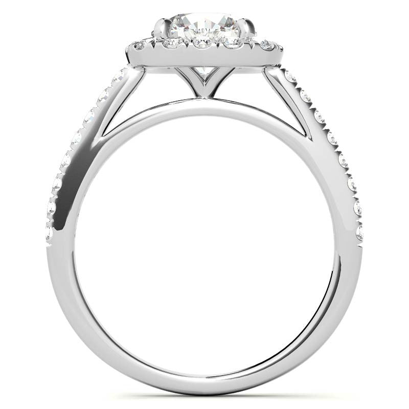Round Cushion Halo Moissanite Engagement Ring