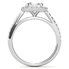 Round Cushion Halo Moissanite Engagement Ring