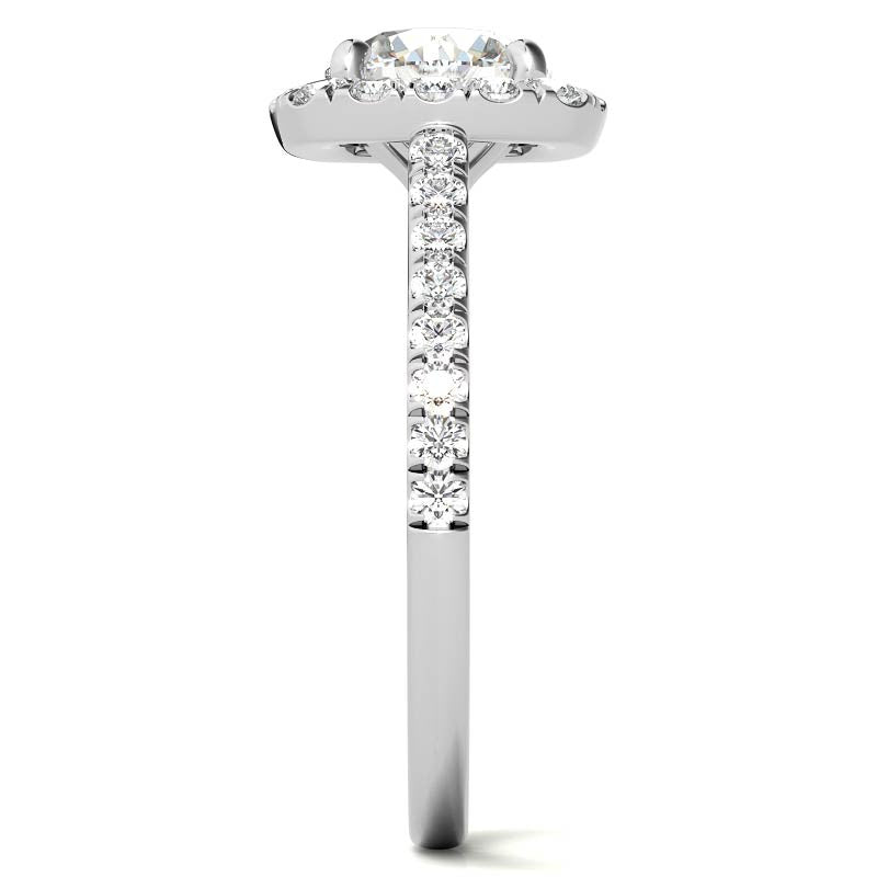 Round Cushion Halo Moissanite Engagement Ring