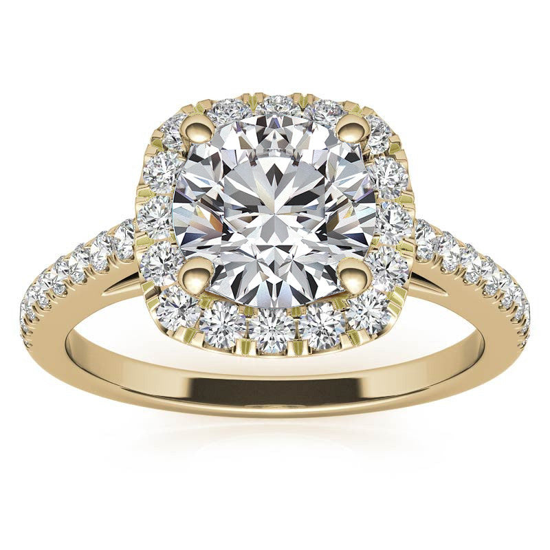 Round Cushion Halo Moissanite Engagement Ring
