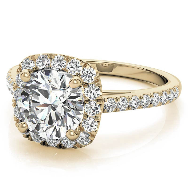 Round Cushion Halo Moissanite Engagement Ring