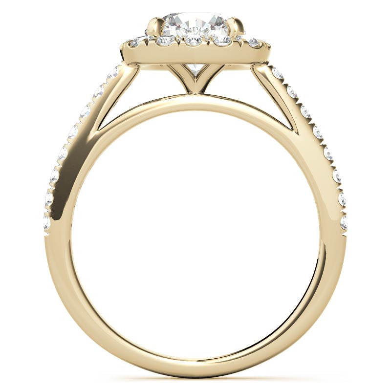 Round Cushion Halo Moissanite Engagement Ring