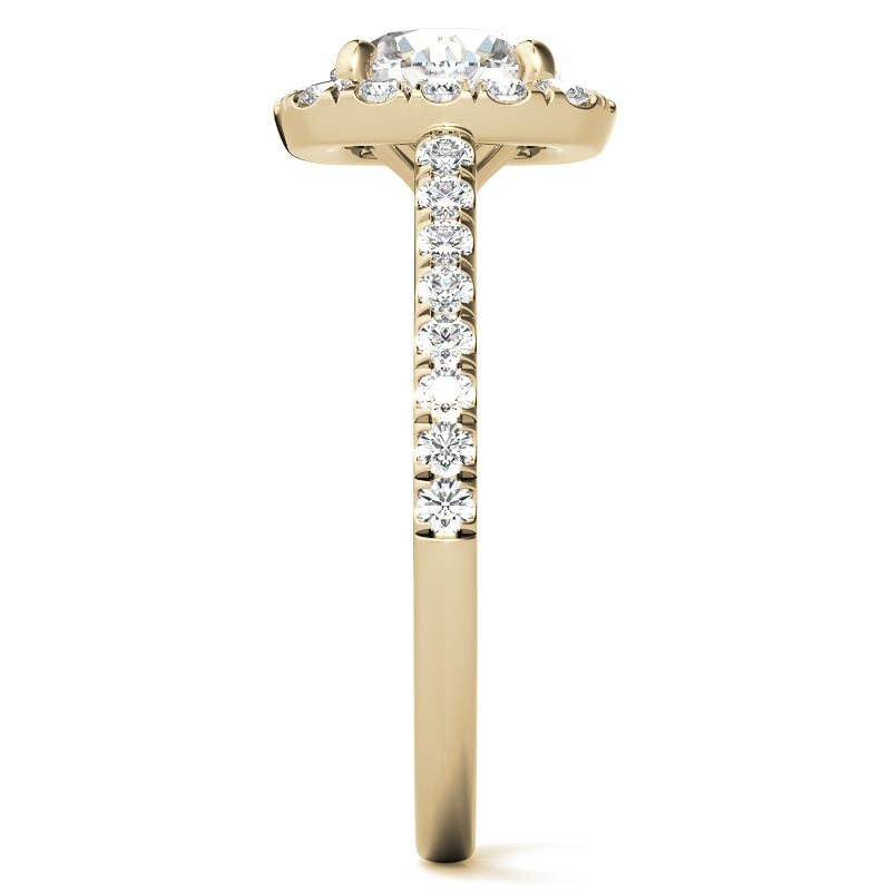 Round Cushion Halo Moissanite Engagement Ring