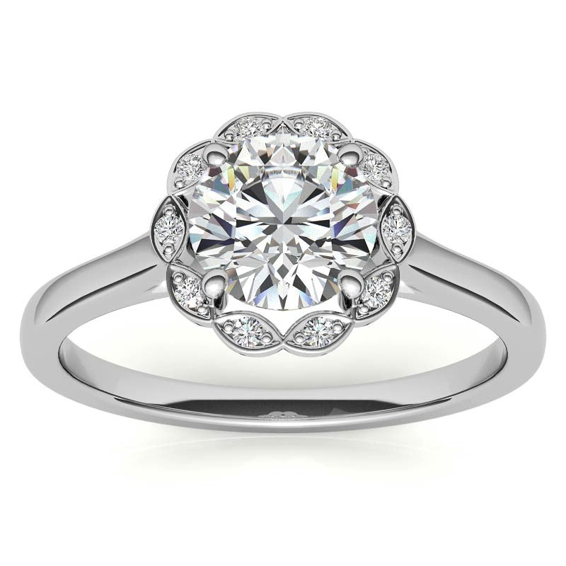 Round Petite Moissanite Engagement Ring