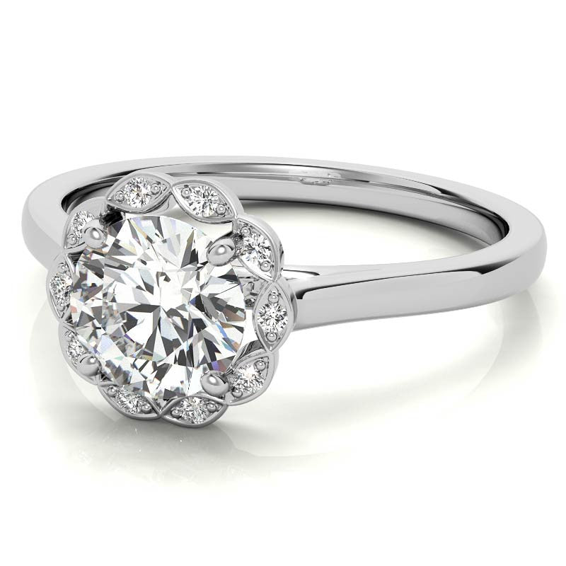 Round Petite Moissanite Engagement Ring
