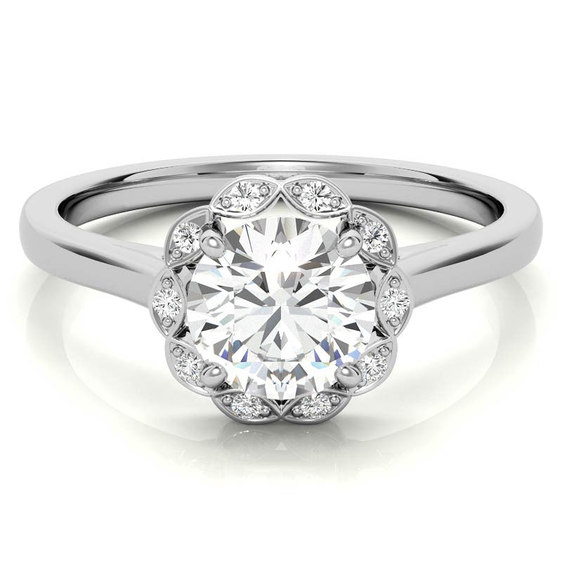 Round Petite Moissanite Engagement Ring