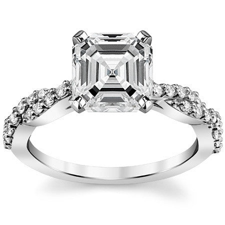 Round Brilliant Moissanite Twisted Infinity Engagement Ring, 0.30ct
