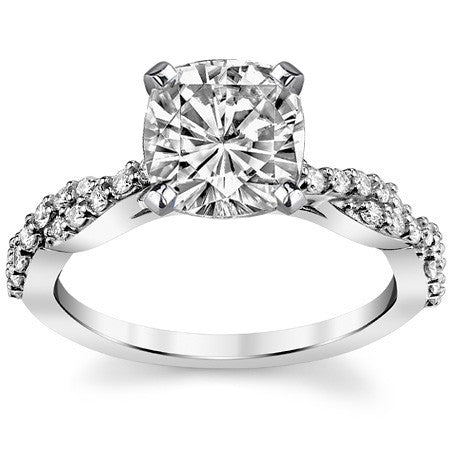 Round Brilliant Moissanite Twisted Infinity Engagement Ring, 0.30ct